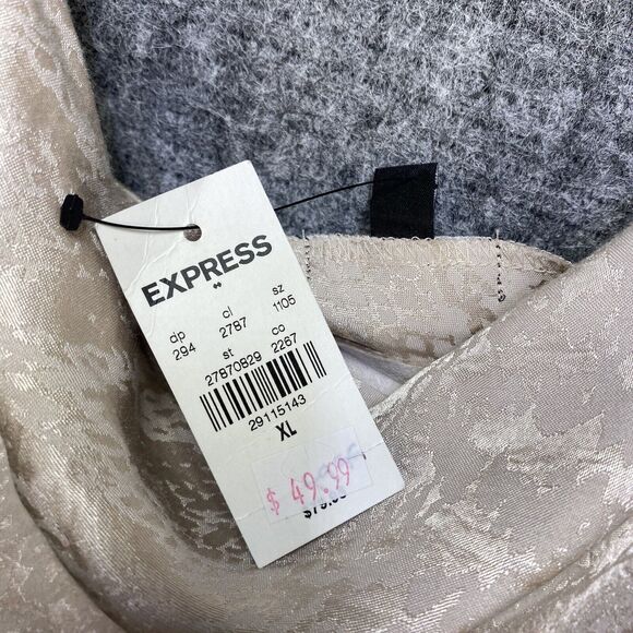 Express Slip Dress Women XL Cream Damask Satin Spaghetti Strap Adjustable - Picture 5 of 15